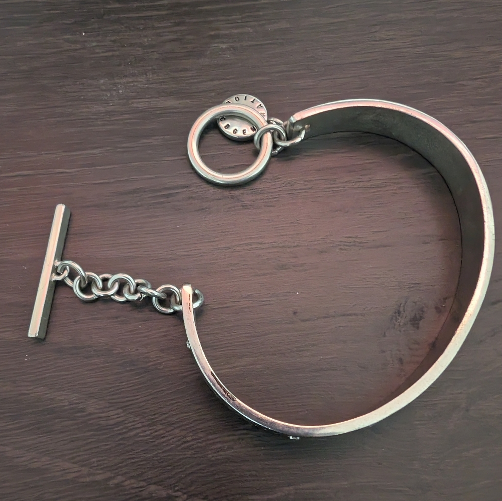 Engraved Gold/ Silver Tone Cuff Bracelet - Picture 9 of 11